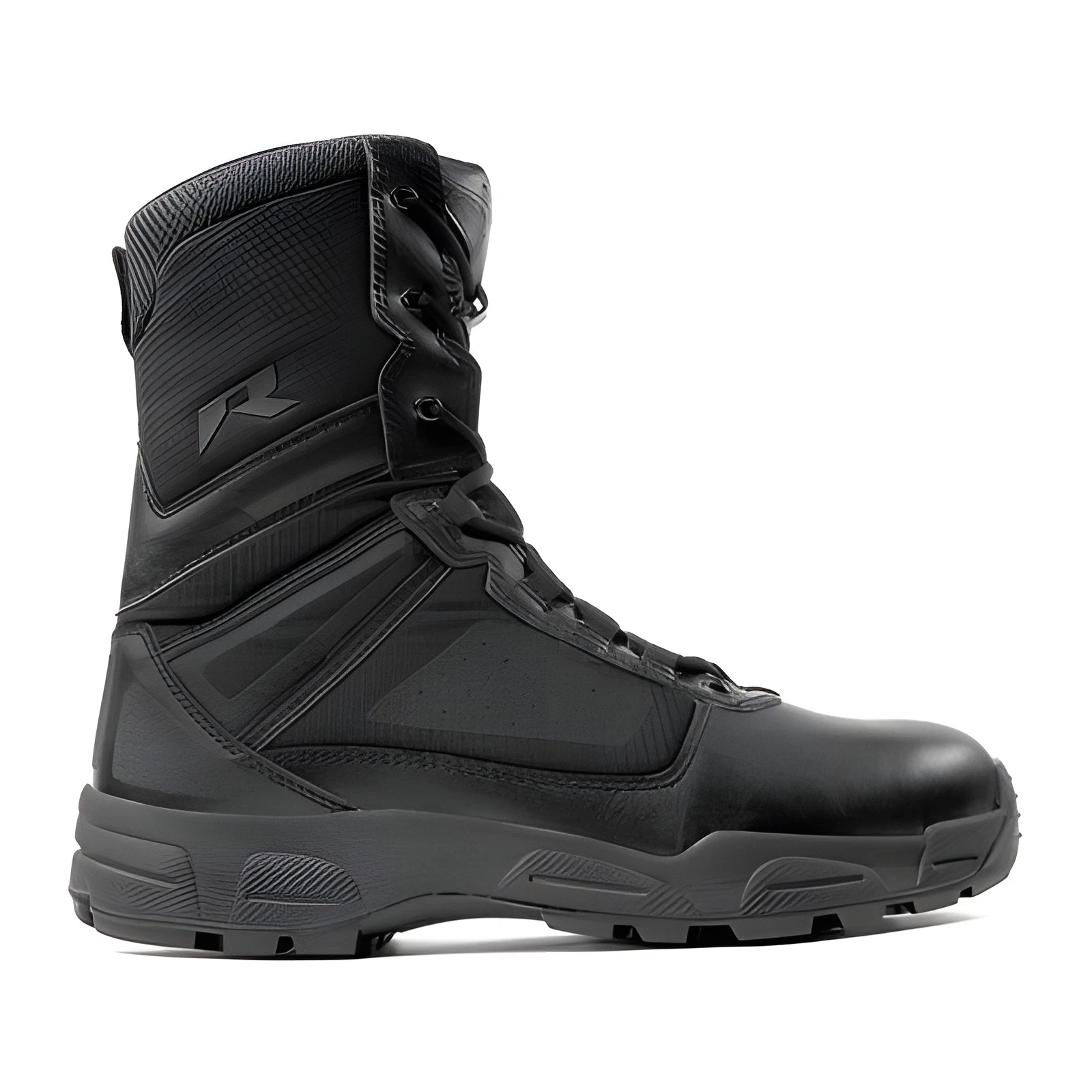 Ridge Men 8" Waterproof Leather Non-Slip Tactical Military Work Black Shoe Boot