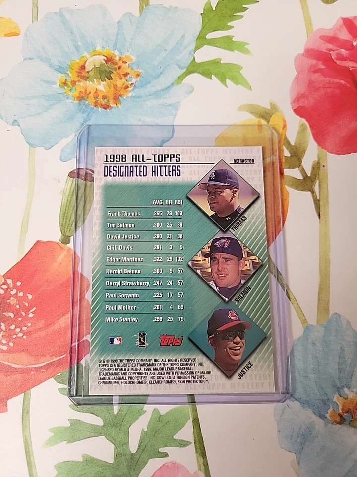 1999 Topps Mystery Finest David Justice Refractor SP - Image 2 of 2