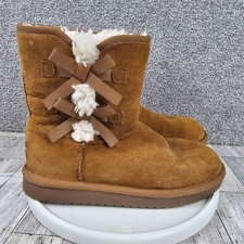 Koolaburra By Uggs Suede Short Boots Victoria 1019372 Chestnut Kids Girls Size 4