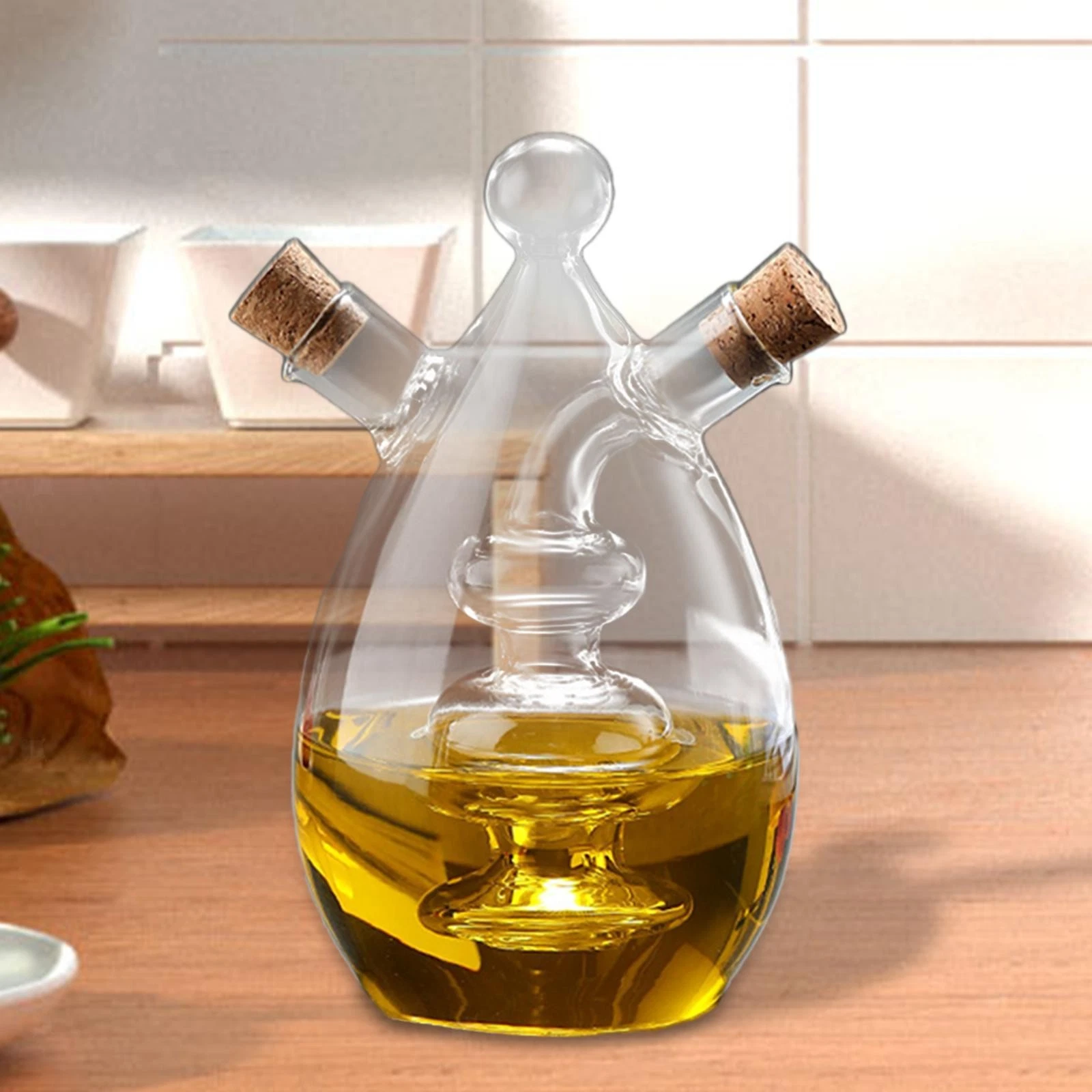2-in-1 Oil Dispenser Portable Oil Carafe Decanter for Honey BBQ Sauce