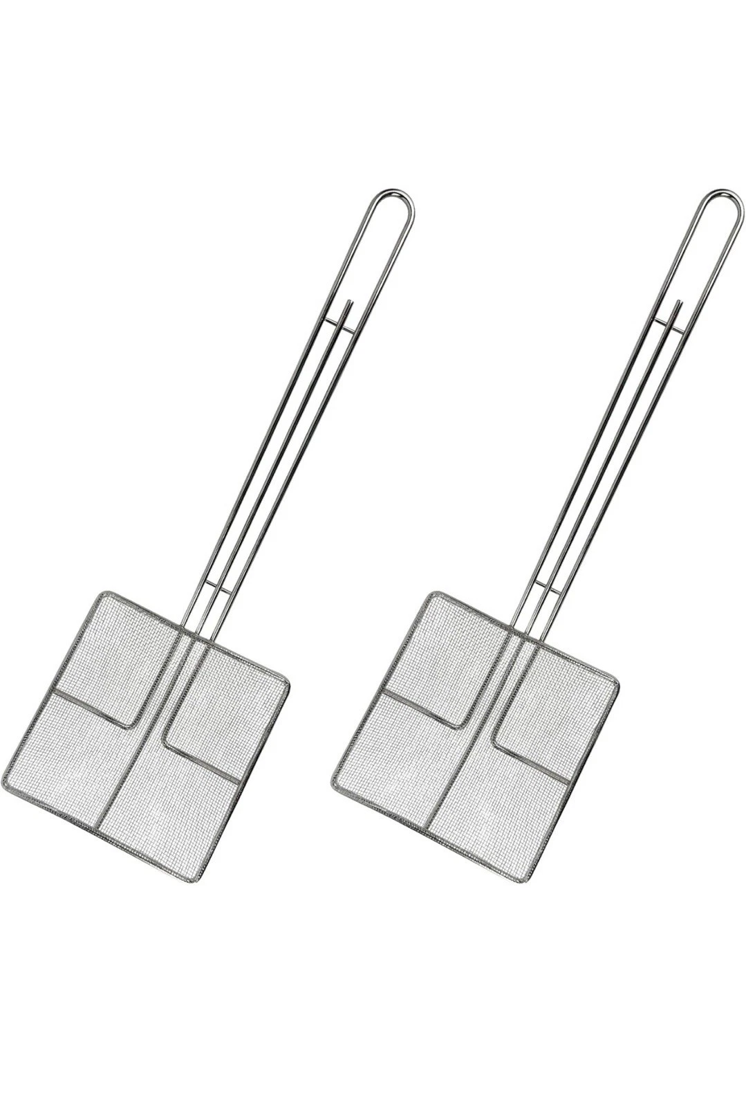 Lot of 2 Wire Mesh Strainer with Long Handle 6.75” x 6.75” Fry Skimmer NEW
