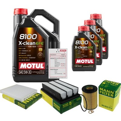 MANN Inspektionspaket 8L MOTUL 8100 X-CLEAN EFE 5W-30 für Hyundai Santa Fé II