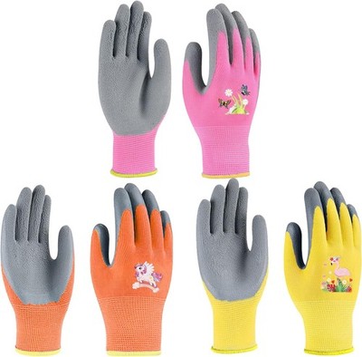 3 Pairs Work Gloves Kids Gardening Gloves Flexible Thorn Resistant Latex Gloves