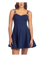 B DARLIN Womens Spaghetti Strap Mini Party Fit + Flare Dress