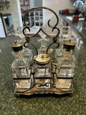Antique Victorian Slater Bros Silverplate Cruet Set Sheffield England EPNS Set 6
