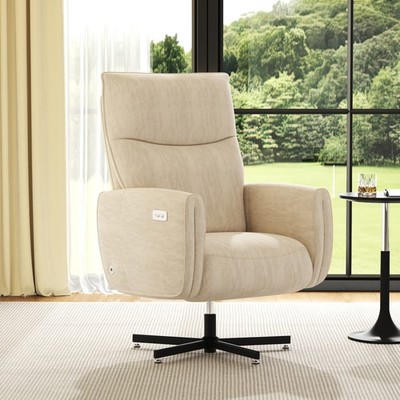 Electric Power Swivel Recliner Chair Velvet USB Type C Charging