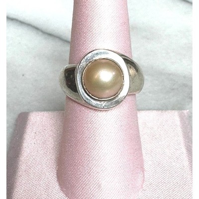 MASSIVER GUSS 925 STERLINGSILBER MOBE PERLEN RING GRÖSSE 8 SKY