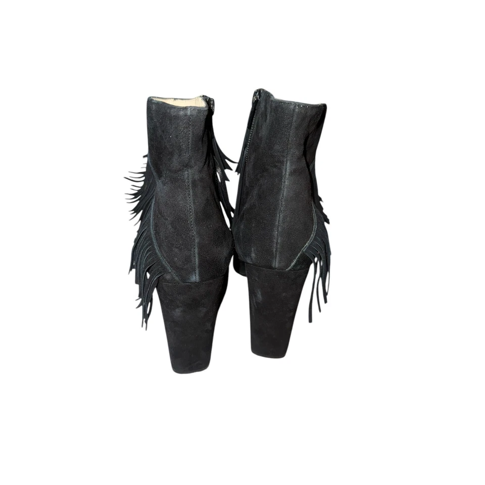 Sacha London 女式黑色流苏绒面皮靴 10 码西部外观状况良好 — 第 3/4 张图片