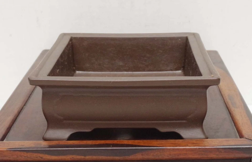 Bonsai Pot Tokoname GAKUJU Dark Brown Unlazed Rectangular Width 21.2 cm (8.3 in. - Image 4 of 4