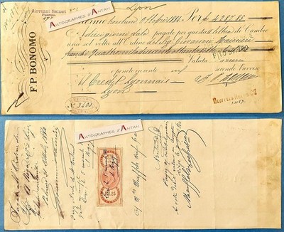   BRONOMO Palermo 1884 Wechselbrief Giovanni Raineri Steuermarke Italien