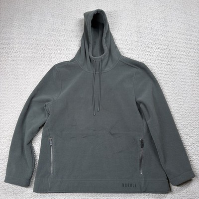 NOBULL Fleece Performance Hoodie Pullover Mens L Gray Zip Pockets Heavyweight