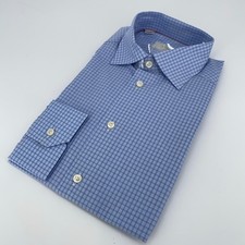 Eton Dress Shirt Men 15 1/2-39 Blue Plaid Long Sleeve Contemporary Fit Button Up