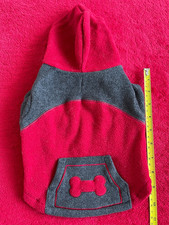 WAG-A-TUDE NEW BURGUNDY/GREY HOODED FLEECE JUMPER FOR DOGS SIZE XS