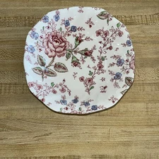 JOHNSON BROS Rose Chintz Pink Square Cereal Bowl "Made in England" - 6 1/4"