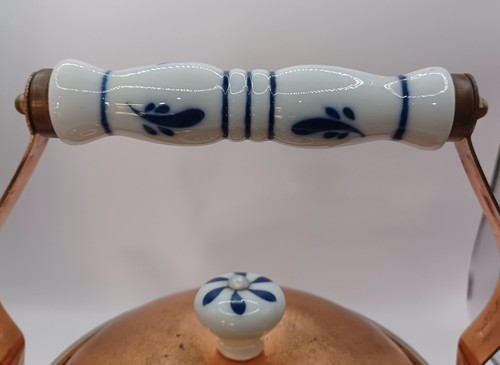 Bollitore da tè vintage in rame Himark di Taiwan con manico in ceramica. D2133 - Foto 6 di 13