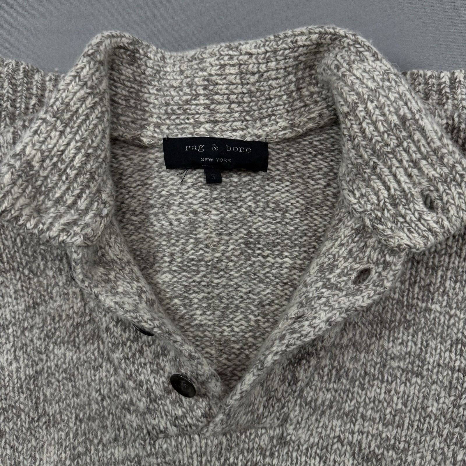 rag & bone Gray Collared Button Knit Merino Wool/… - image 2