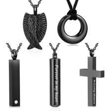 5 Pcs Urn Necklace for Ashes Waterproof Stainless Steel Carved Ashes Urn Locket