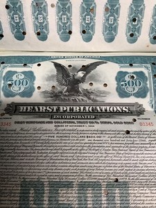 HEARST Publications Inc Stock Bonds Dated .1944  San Antonio Texas