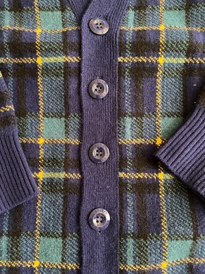 AIME LEON DORE X WOOLRICH PLAID CARDIGAN GREEN PLAID SIZE LARGE