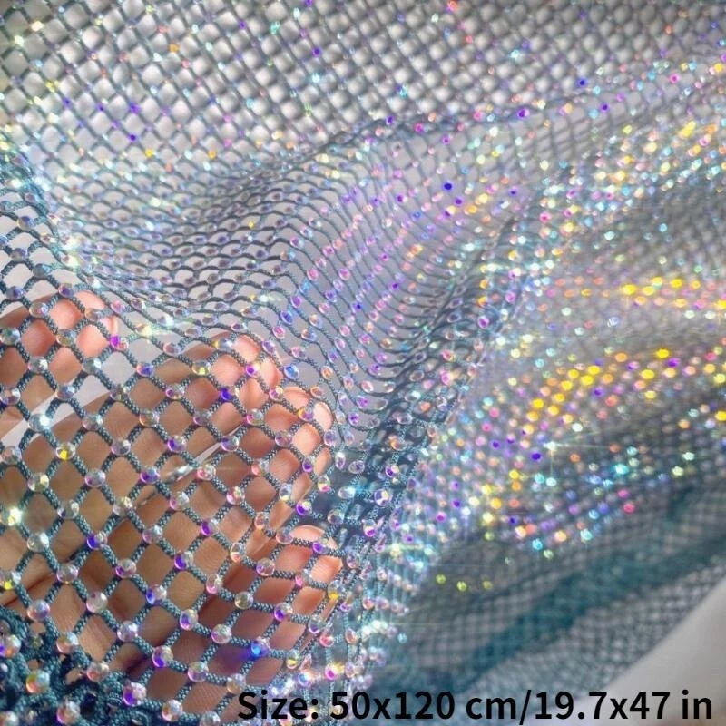 Glänzend Strass Netzstoff Stretch Fischnetz Elastisch Netz DIY Kleid Handwerk - Bild 2 von 4