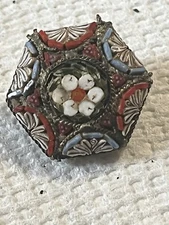 Antique Micro Mosaic Glass RM Italy Daisy Flower Pin Brooch Italian M