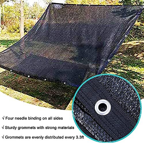 70 Sunblock Shade Cloth with Grommets, 10x20 Ft Garden Black Sun Shade