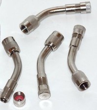 4 Kits Brass Tire Valve Stem Extension Chrome Coated 135 Degree