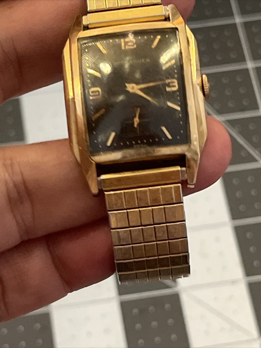 1950's? Vintage Wittnauer, tank Faceted Case, Stunning Black Dial