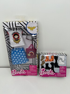 Barbie Wonder Woman Doll Fashion T-Shirt Skirt Purse Sunglasses