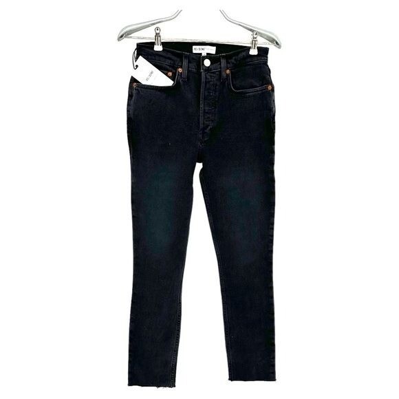 RE/DONE | NWT 26 Black Jeans 90s High Rise Ankle Crop | eBay