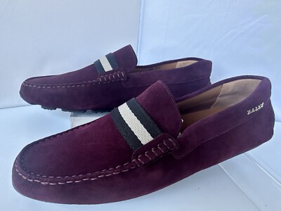 Bally Pearce Suede Drivers Burgendy Vine Mens Size 10d for 