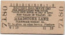 BR(M) Railway Platform Ticket-Headstone Lane 1d (B)