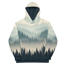 Misty Forest Hoodie Unisex Minimalist All Over Print Graphic Pullover