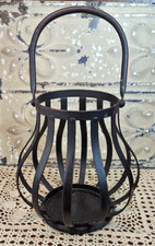 Rustic Black Metal Candle Lantern w/ Handle 11.5"
