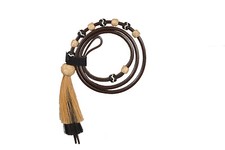 Western Dark Oil Over Under Whip WIth Rawhide Knots and Horse Hair Tassel