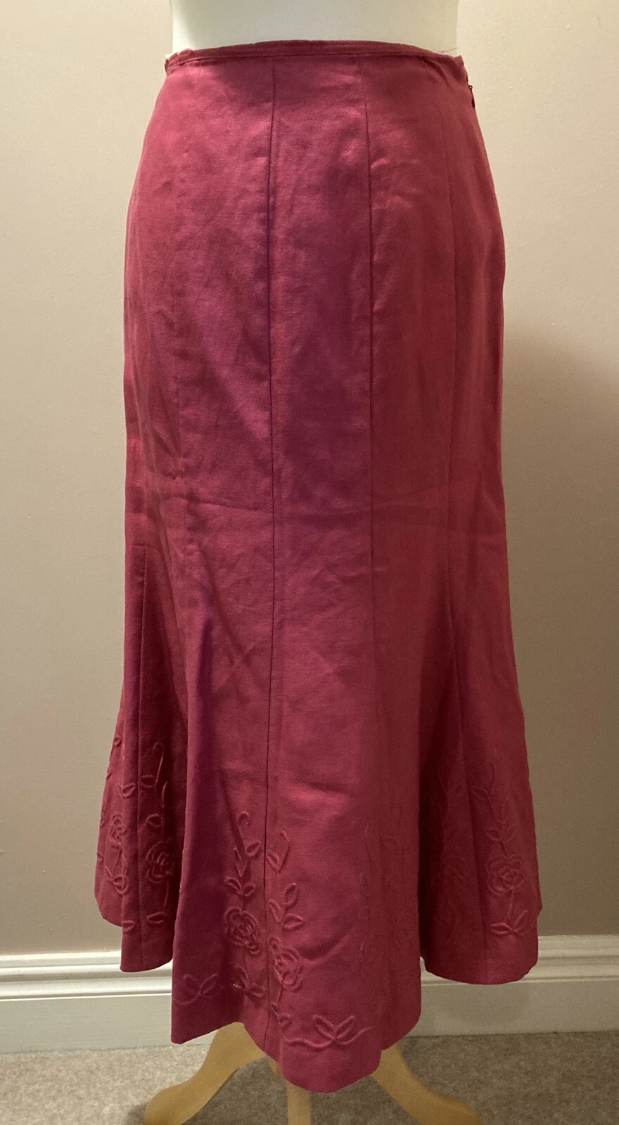 Précis Skirt Size 8 Petite Pink Linen Embroidered Fit & Flare BNWT