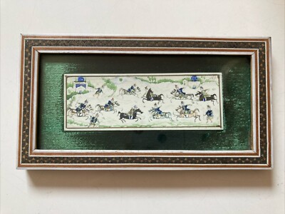 VINTAGE MINIATUR PERSER GEMÄLDE - PFERDE - VON FAKHRE EMAMI - GERAHMT