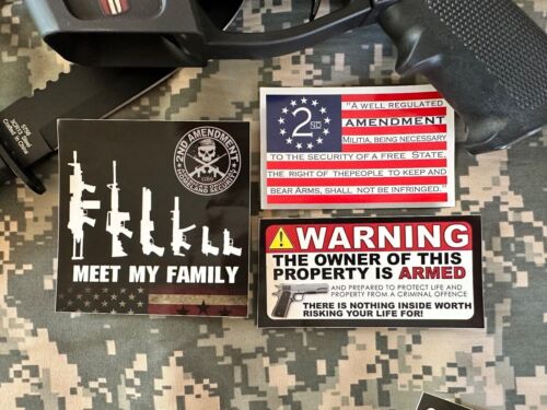 2nd Amendment Decals...Gun.. Military..Patriotic..Flag.. Stickers .. (6 Pack) - Picture 1 of 2