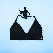 Victorias Secret Black S-DD Triangle Bikini Top Plunge Ribbed Padded VS Swim New