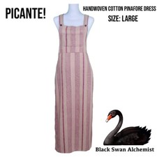 Vintage Picante! Handwoven Cotton Pinafore Dress Women’s Large