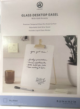 U Brands Glass Dry-Erase Desktop Easel, Tempered Glass, Gold Metal Stand, Open