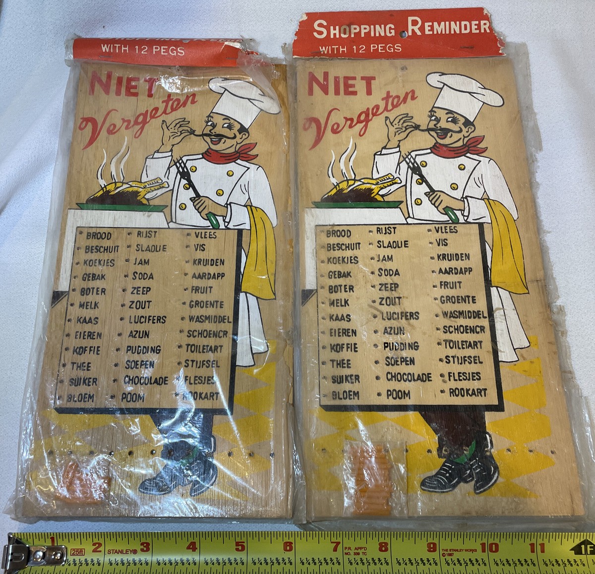 NOS Vintage Wooden Shopping Reminder Grocery List Kitchen 