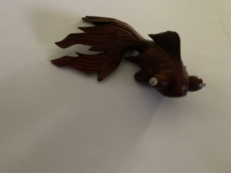 Small  Carved Wood KOI Fish Figurine - Japan