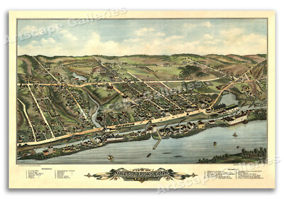 Windsor Locks Connecticut 1877 Historic Panoramic Town Map - 20x30
