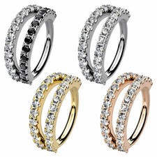 Septum Nasen Tragus Helix Piercing Continuous Ohr Knorpel Doppel Kristall Ring