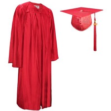 Shiny Graduation Cap and Gown with 2025 Tassel for High School and Bachelor R...