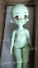 1/4 BJD Doll SD Girl Boy Kuku Face Make UP+Free Eyes Resin Toys Gift Green Skin