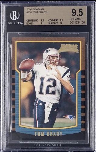 2000 BOWMAN #236 TOM BRADY ROOKIE RC BGS 9.5 Patriots 9.5 W/ 10 Great Subs