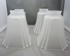 Set of 4 Vintage White Satin Glass Shades - 2 1/8" Shade Fitter