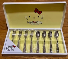 Hello Kitty Cutlery Set Spoon Fork 8pcs Silver Sanrio Japan New